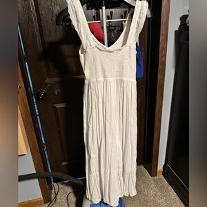 NWT Old Navy White Maxi Dress with Smocked Bodice